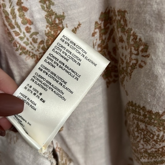 Free People True Perfection High Low Cotton Paisley Blouse in Almond Milk - Picture 9 of 10